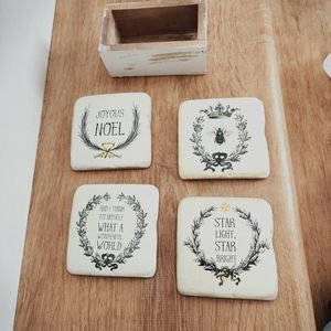 Christmas farmhouse resin coasters set of 4 in box